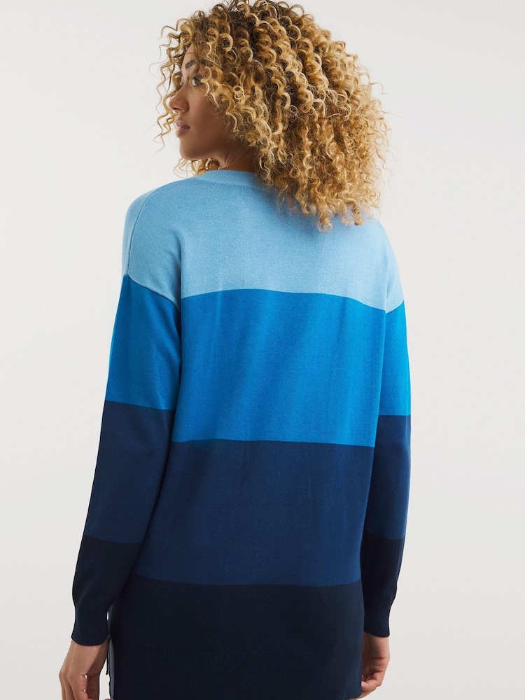JD Williams Blue Slouchy V-Neck Tunic Jumper - Image 2 of 4 JD Williams Blue Slouchy V-Neck Tunic Jumper - Image 2 of 4