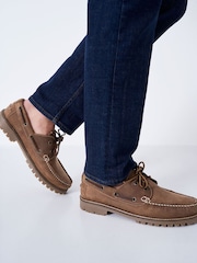 Crew Clothing Brown Leo Leather Chunky Deck Shoes - Image 1 of 4