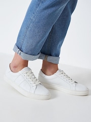 Crew Clothing White Gigi Leather Trainers - Image 1 of 6
