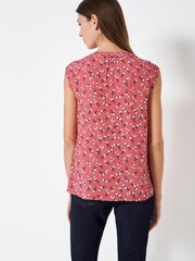 Crew Clothing Company Pastel Pink Floral Print Relaxed Blouse - Image 2 of 4