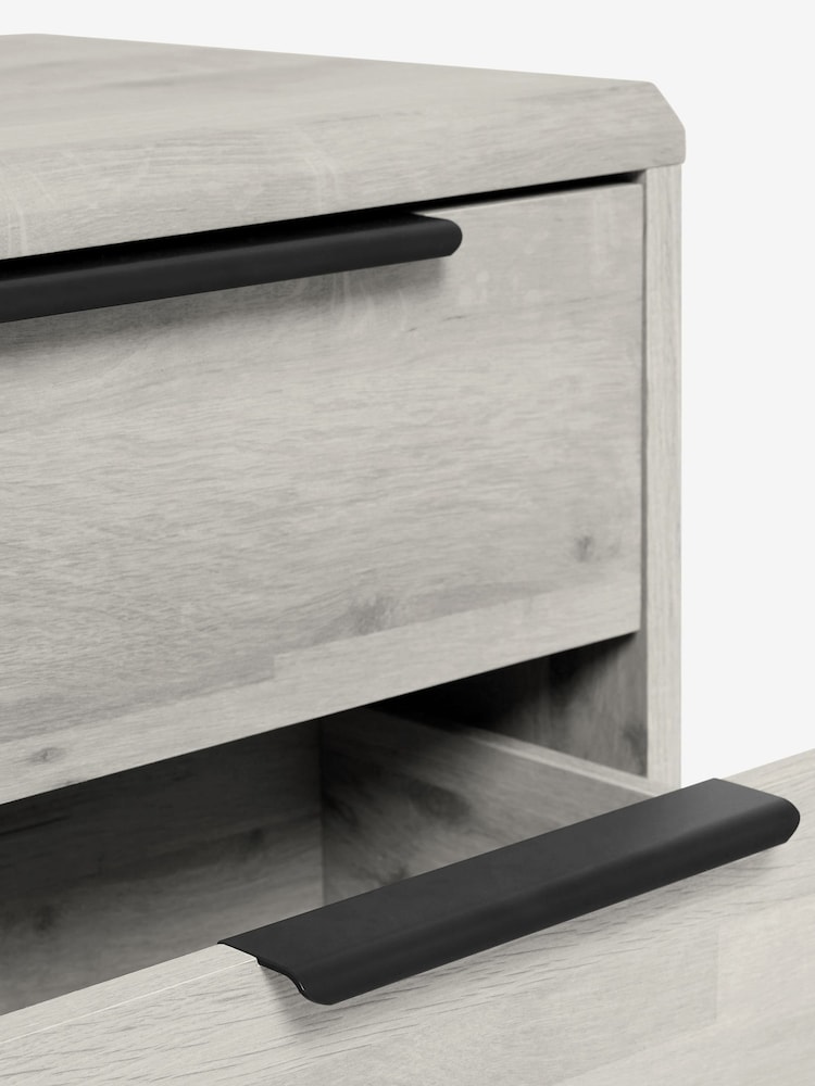 Grey Bronx Oak Effect 2 Drawer Bedside Table - Image 11 of 11 Grey Bronx Oak Effect 2 Drawer Bedside Table - Image 11 of 11