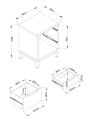 Grey Bronx Oak Effect 2 Drawer Bedside Table - Image 10 of 10