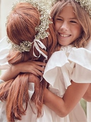 Белый/синий - Платье из тафты с бантом Angel & Rocket с оборками Sylvie - Изображение 9 из 9