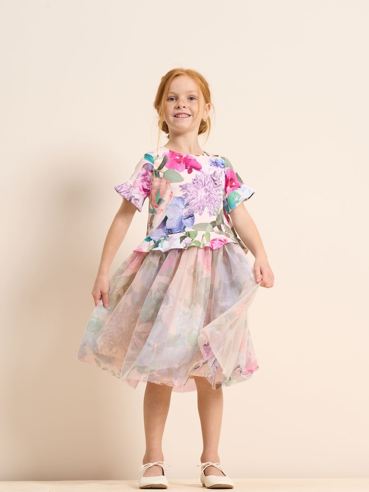 Angel & Rocket Pink Azalea Ballerina Print Dress - Image 1 of 6 Angel & Rocket Pink Azalea Ballerina Print Dress - Image 1 of 6