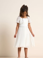 Weiß - Angel & Rocket Ballerina Plissiertes Kleid für besondere Anlässe mit Schleife - Bild 1 von 14