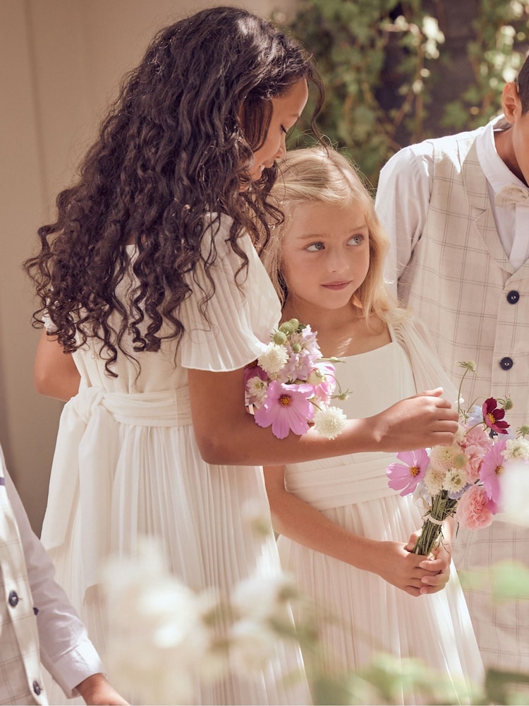 Angel & Rocket White Pleated Ballerina Occasion Bow Dress - Image 11 of 14