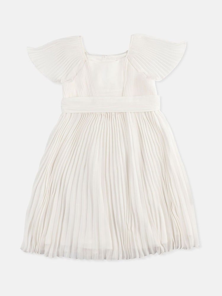 Angel & Rocket White Pleated Ballerina Occasion Bow Dress - Image 12 of 14