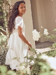 Weiß - Angel & Rocket Ballerina Plissiertes Kleid für besondere Anlässe mit Schleife - Bild 4 von 14