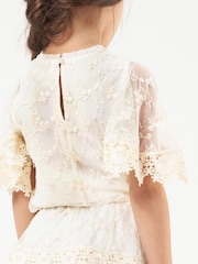 Angel & Rocket Cream Annabelle Mesh Lace Embroidered Top - Image 2 of 6