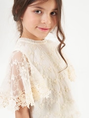 Angel & Rocket Cream Annabelle Mesh Lace Embroidered Top - Image 3 of 6