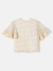 Angel & Rocket Cream Annabelle Mesh Lace Embroidered Top - Image 4 of 6