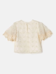 Angel & Rocket Cream Annabelle Mesh Lace Embroidered Top - Image 5 of 6