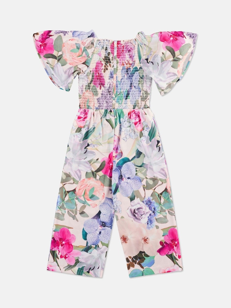 Angel & Rocket Pink Gracie Shirred Print Jumpsuit - Image 9 of 9 Angel & Rocket Pink Gracie Shirred Print Jumpsuit - Image 9 of 9