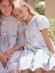 Angel & Rocket Blue Lucia Cotton Sateen Floral Print Dress - Image 5 of 13