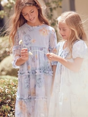 Angel & Rocket Blue Lucia Cotton Sateen Floral Print Dress - Image 9 of 13