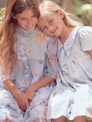 Angel & Rocket Blue Lucia Cotton Sateen Floral Print Dress - Image 10 of 13