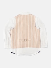 Angel & Rocket Natural Clayton Linen Stripe Waistcoat - Image 3 of 4