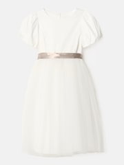 Weiß/Champagner: - Angel & Rocket Celine Kleid aus Taft und Tüll mit Schleife - Bild 2 von 4