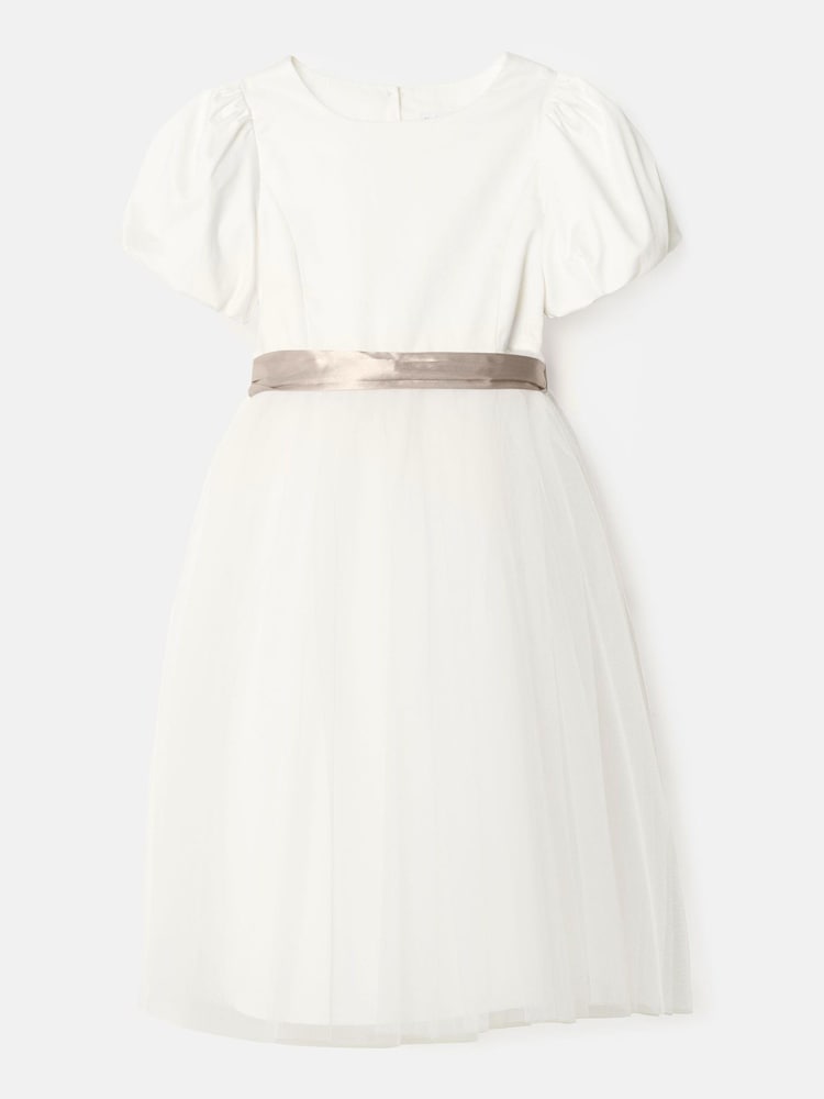 Weiß/Champagner: - Angel & Rocket Celine Kleid aus Taft und Tüll mit Schleife - Bild 2 von 4