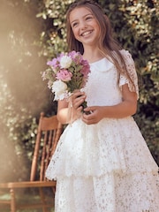 Angel & Rocket Mavea White Lace Tiered Dress - Image 1 of 17