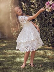 Angel & Rocket Mavea White Lace Tiered Dress - Image 5 of 17