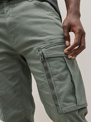 Petrol Green Slim Fit Zip Detail Stretch Cargo Trousers - Image 3 of 7