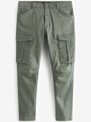 Petrol Green Slim Fit Zip Detail Stretch Cargo Trousers - Image 5 of 7