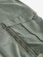 Petrol Green Slim Fit Zip Detail Stretch Cargo Trousers - Image 7 of 7