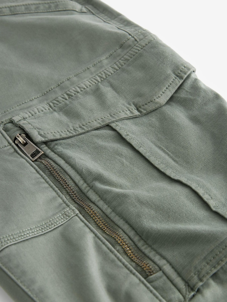 Petrol Green Slim Fit Zip Detail Stretch Cargo Trousers - Image 7 of 7