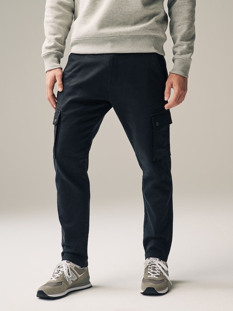 Black Motionflex Stretch Cargo Trousers - Image 1 of 10
