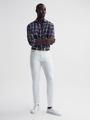 Reiss Blue Check Ruban Linen Long Sleeve Shirt - Image 7 of 7