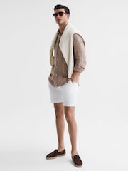 Reiss Oatmeal Wide Stripe Ruban Linen Long Sleeve Shirt - Image 6 of 6