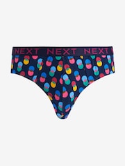 Navy Spot Stripe 10 pack Cotton Rich Briefs - Image 10 of 13