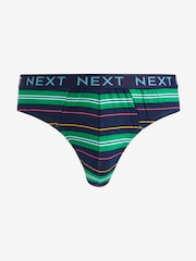 Navy Spot Stripe 10 pack Cotton Rich Briefs - Image 2 of 13