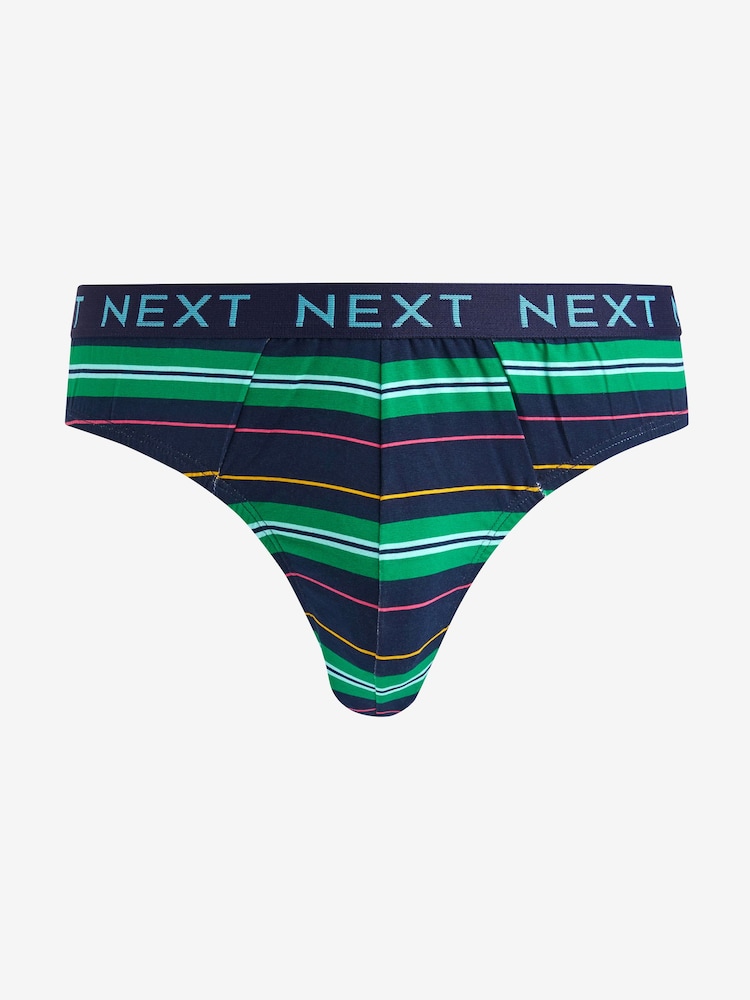 Navy Spot Stripe 10 pack Cotton Rich Briefs - Image 2 of 13