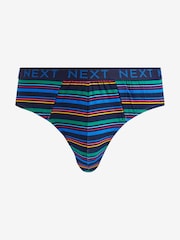 Navy Spot Stripe 10 pack Cotton Rich Briefs - Image 3 of 13
