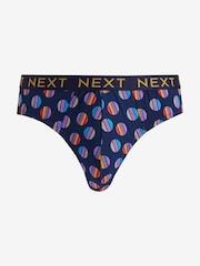 Navy Spot Stripe 10 pack Cotton Rich Briefs - Image 6 of 13