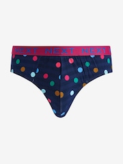 Navy Spot Stripe 10 pack Cotton Rich Briefs - Image 8 of 13