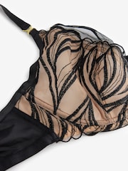 Black DD+ Non Pad Plunge Signature Embroidered Bra - Image 6 of 6