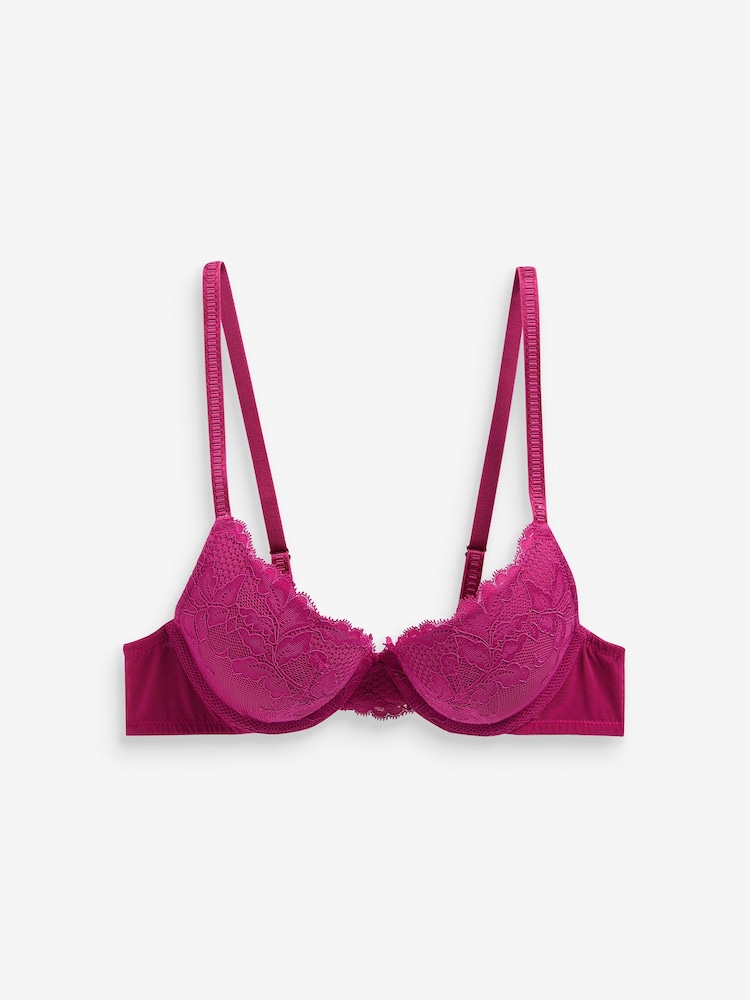 Pink/Green Push Up Pad Plunge Lace Bras 2 Pack - Image 5 of 5