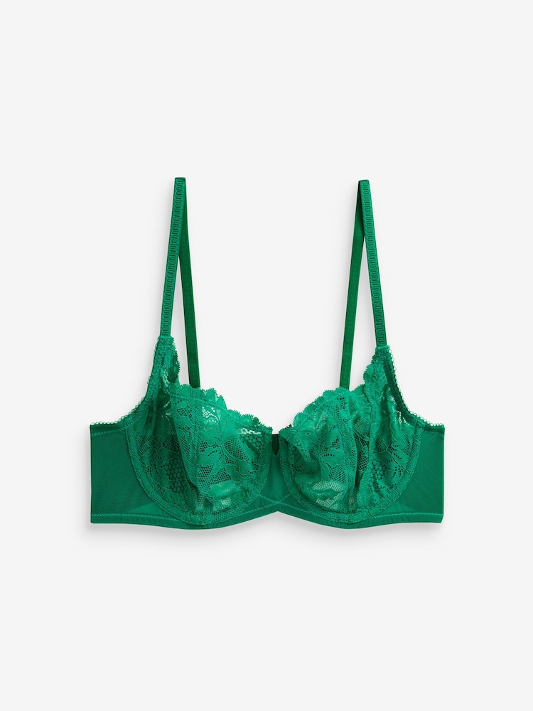 Red/Green/Cream Non Pad Balcony Lace Bras 3 Pack - Image 8 of 8