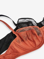 Black/Ginger Orange Lace Non Padded Full Cup Bras 2 Pack - Image 10 of 10