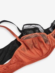 Black/Ginger Orange Lace Non Padded Full Cup Bras 2 Pack - Image 9 of 10