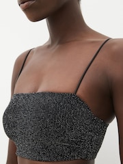 Black/ Silver Sparkle Non Pad Strappy Bandeau Bra - Image 3 of 5