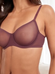 Plum Purple Non Pad Balcony Invisible Bonded Mesh Balcony Bra - Image 5 of 7