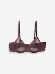 Plum Purple Non Pad Balcony Invisible Bonded Mesh Balcony Bra - Image 6 of 7