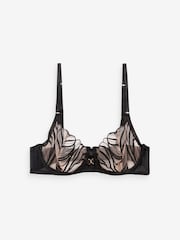 Black Non Pad Balcony Signature Embroidered Bra - Image 12 of 13