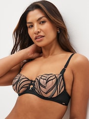 Black Non Pad Balcony Signature Embroidered Bra - Image 2 of 13