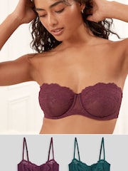 Plum Purple/Green Non Pad Strapless Bras 2 Pack - Image 1 of 14