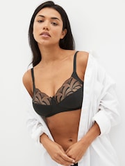 Black Total Support Embroidered Non Pad Non Wired Bra - Image 1 of 7